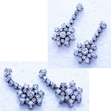 Vintage Earrings Dangle Ear Pendants Diamonds Platinum Mid Century (7142)