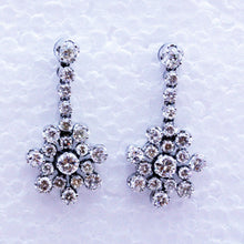 Vintage Earrings Dangle Ear Pendants Diamonds Platinum Mid Century (7142)