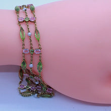 Antique Suffragette Bracelet Gold Peridot Tourmaline Pearls Women's Rights(7150)