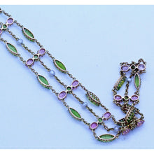 Antique Suffragette Bracelet Gold Peridot Tourmaline Pearls Women's Rights(7150)