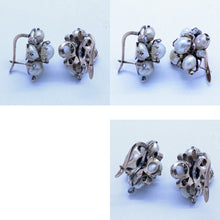 Antique Victorian Earrings Gold Pearls Old Mine Cut Diamonds (7159)