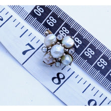 Antique Victorian Earrings Gold Pearls Old Mine Cut Diamonds (7159)