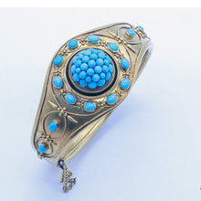 Antique Victorian Bangle Bracelet 15ct Gold Turquoise Etruscan Revival (7156)