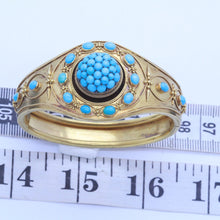 Antique Victorian Bangle Bracelet 15ct Gold Turquoise Etruscan Revival (7156)