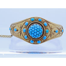 Antique Victorian Bangle Bracelet 15ct Gold Turquoise Etruscan Revival (7156)