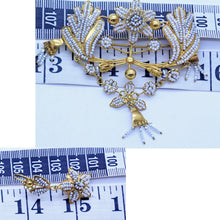 Antique Jewelry Set Earrings Brooch-Pendant Gold Natural Pearls Bridal (7155)