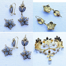 Antique Jewelry Set Earrings Brooch-Pendant Gold Natural Pearls Bridal (7155)