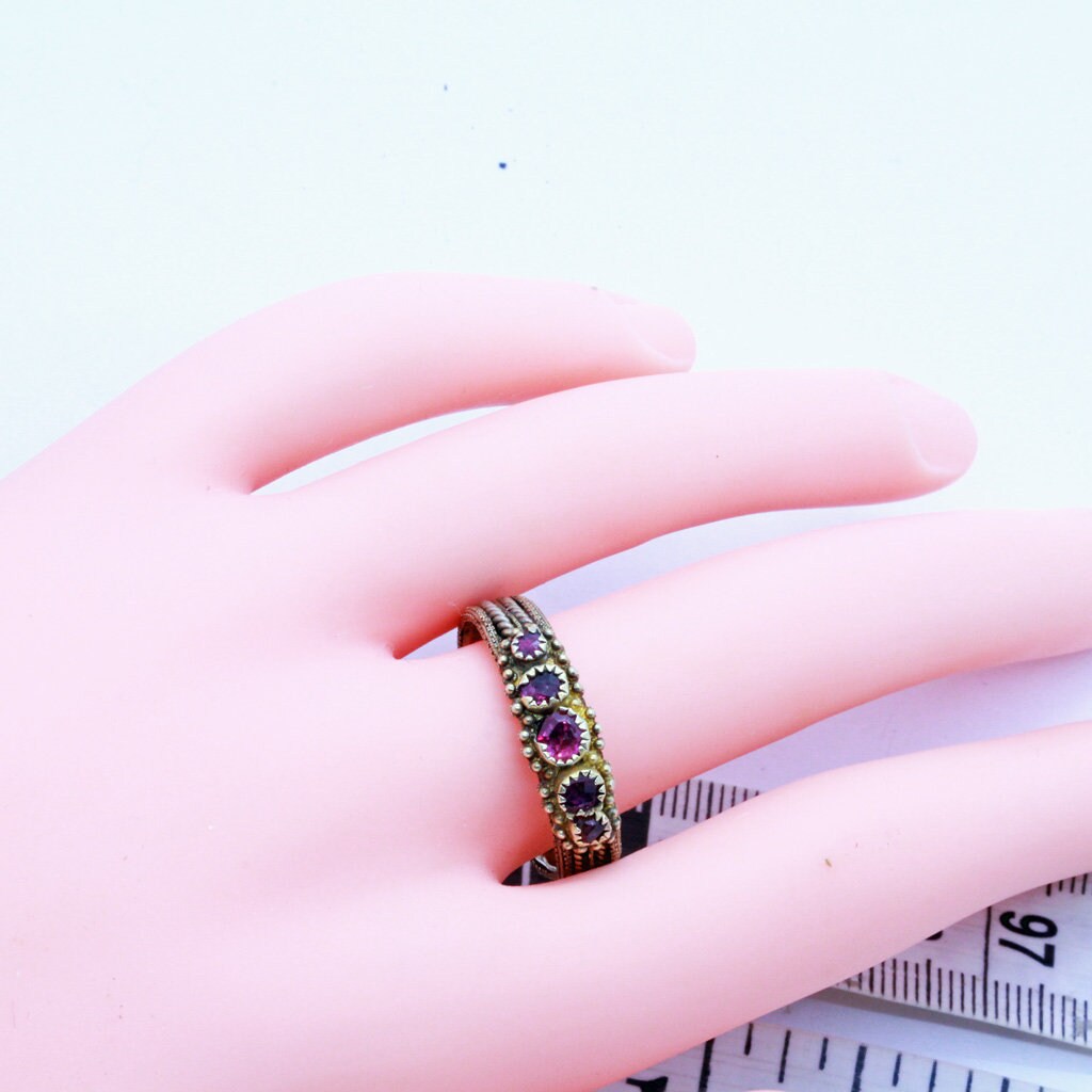 Antique Queen Anne Early Georgian Ring 18k Gold Rubies Unisex Man or Woman(7154)