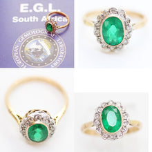 Certified Vintage Natural Emerald Diamond Ring Gold EGL Appraisal Included (6041) (Copy)