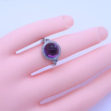 Antique Vintage Art Deco Ring Cabochon Amethyst Diamonds Platinum unisex (7140)