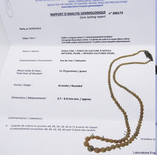 Vintage Natural Saltwater Pearl Necklace Diamond Emerald Gem Certificate (5881)