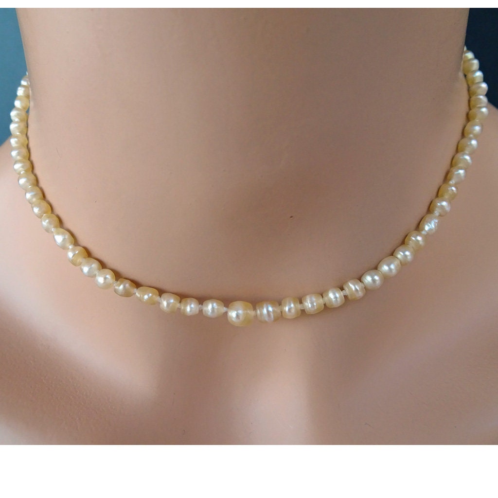 Antique Edwardian GIA Certified Natural Pearl Necklace Gold Pearl Clasp (6043)