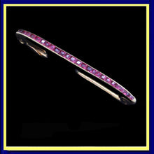 LACLOCHE FRES PARIS Antique Brooch 18k Gold Rubies Safety Pin Original Box (7141)