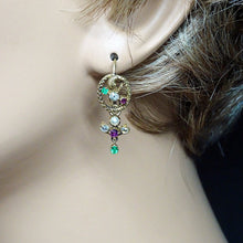 Antique Dangle Snake Earrings Necklace Set Gold Diamonds Emeralds Rubies (6621)