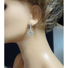 Vintage Earrings Dangle Ear Pendants Diamonds Platinum Mid Century (7142)