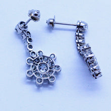 Vintage Earrings Dangle Ear Pendants Diamonds Platinum Mid Century (7142)