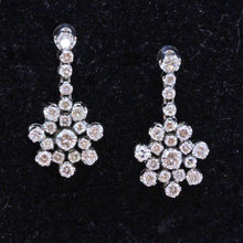 Vintage Earrings Dangle Ear Pendants Diamonds Platinum Mid Century (7142)