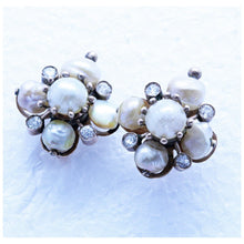 Antique Victorian Earrings Gold Pearls Old Mine Cut Diamonds (7159)