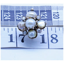 Antique Victorian Earrings Gold Pearls Old Mine Cut Diamonds (7159)