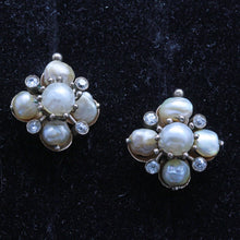 Antique Victorian Earrings Gold Pearls Old Mine Cut Diamonds (7159)