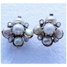 Antique Victorian Earrings Gold Pearls Old Mine Cut Diamonds (7159)