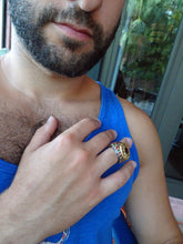 Mughal Ring 22k Gold Diamonds Garnet Enamel Man's Jewelry w Appraisal (4733)