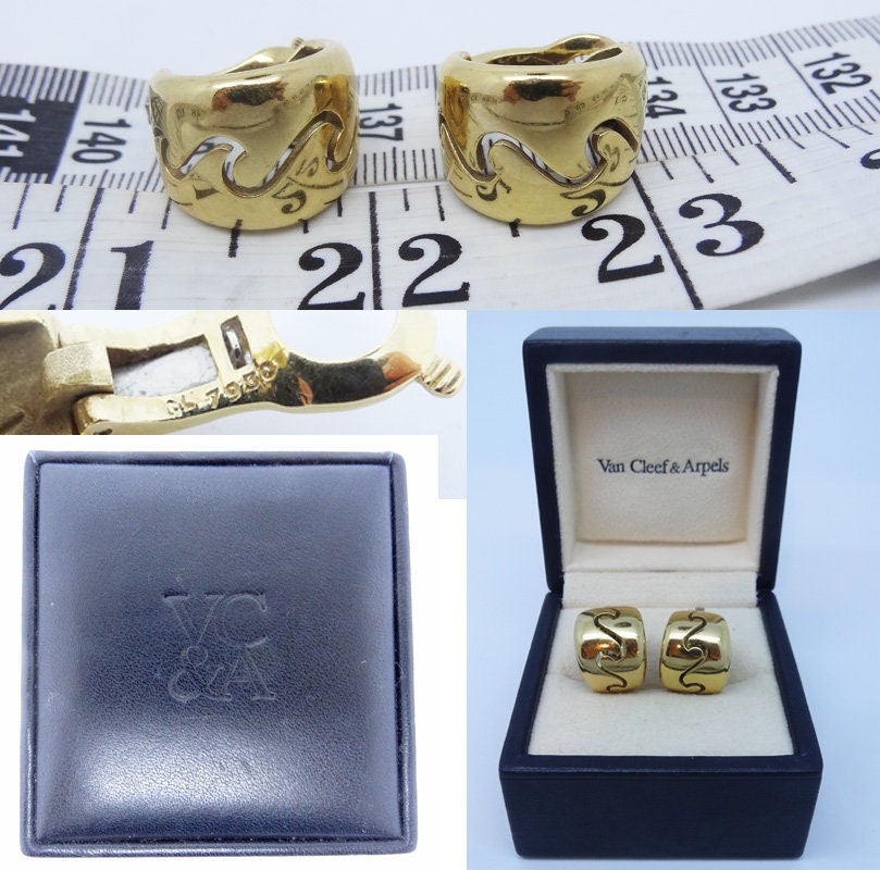 VCA Van Cleef and Arpels Earrings Hoop Ear Clips 18k Gold Vintage French (5884)