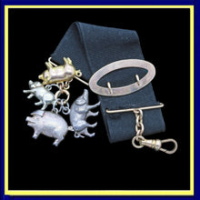 Antique Victorian Watch Fob w Pig Charms Various Metals (6660)