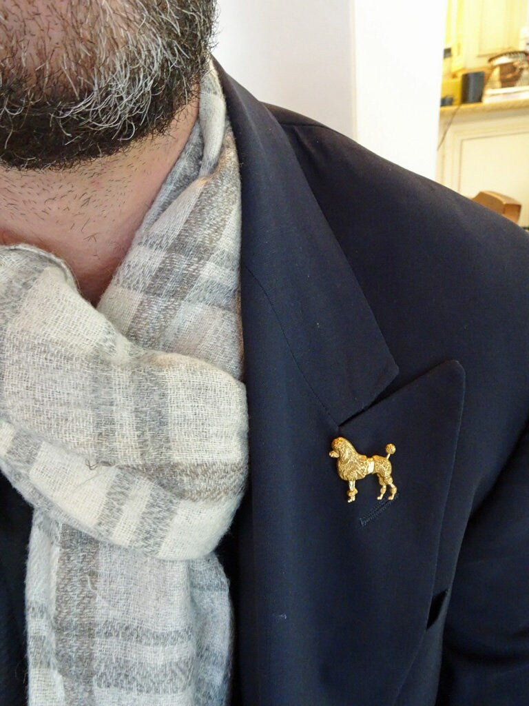 Vintage 14k Gold Brooch French Poodle Dog Made Sloan Co New York C1950 (5972)