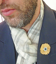 Vintage Retro Brooch 18k Gold Aquamarine Flower Y Arnould (Boivin) Unisex (7017)