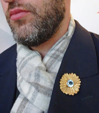 Vintage Retro Brooch 18k Gold Aquamarine Flower Y Arnould (Boivin) Unisex (7017)