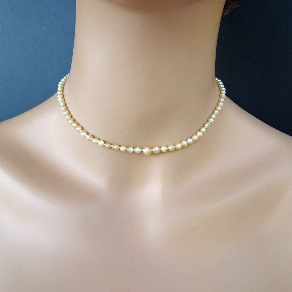 Large Beige Pearl Necklace, 10mm Pearl Necklace, Taupe Pearl Necklace 18 Inches (45.72cm)