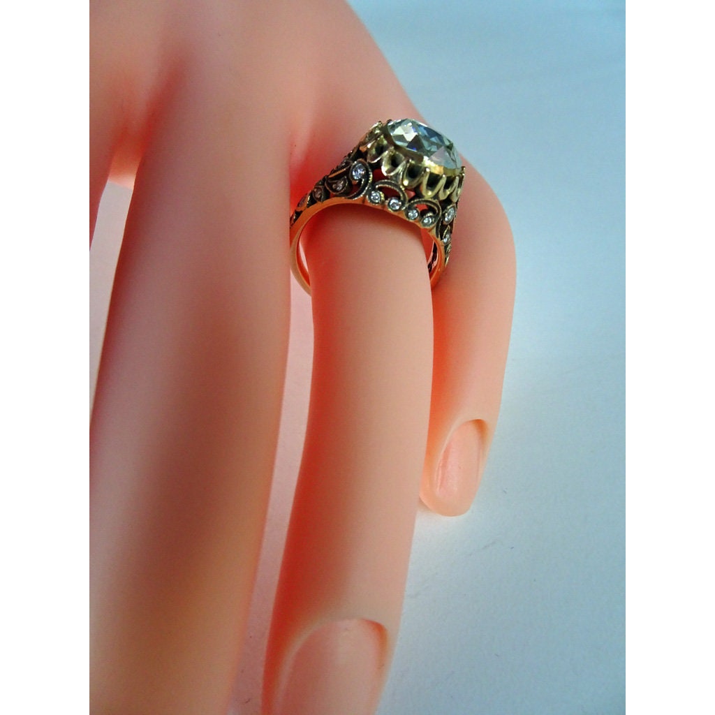 Antique Ring Rose Cut Diamond 2.48ct 14k Gold Engagement Ring w Appraisal (6881)