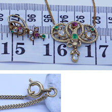 Antique Dangle Snake Earrings Necklace Set Gold Diamonds Emeralds Rubies (6621)
