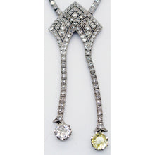Art Deco Necklace Platinum White and Fancy Yellow Diamonds w Appraisal (5981)