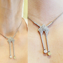 Art Deco Necklace Platinum White and Fancy Yellow Diamonds w Appraisal (5981)