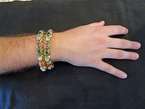 Antique Pair Bracelets Gold Gems Enamel Mughal Navaratna Amulets Appraisal (5759