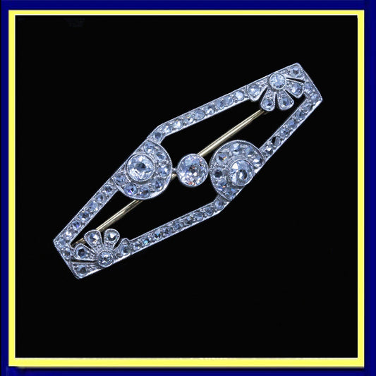 Antique Art Deco Brooch Platinum Gold Diamonds w Appraisal (6839)