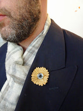 Vintage Retro Brooch 18k Gold Aquamarine Flower Y Arnould (Boivin) Unisex (7017)