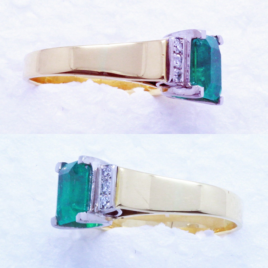 Vintage Art Deco Ring Emerald Diamonds 18k Gold Platinum Unisex Appraisal (5803)