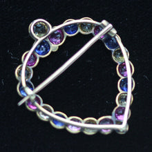 Antique Victorian Brooch Gold Blue Pink Yellow Sapphires Heart w Appraisal (6204