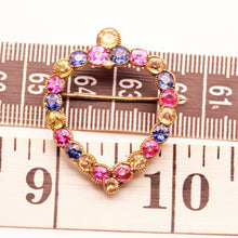 Antique Victorian Brooch Gold Blue Pink Yellow Sapphires Heart w Appraisal (6204