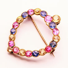 Antique Victorian Brooch Gold Blue Pink Yellow Sapphires Heart w Appraisal (6204