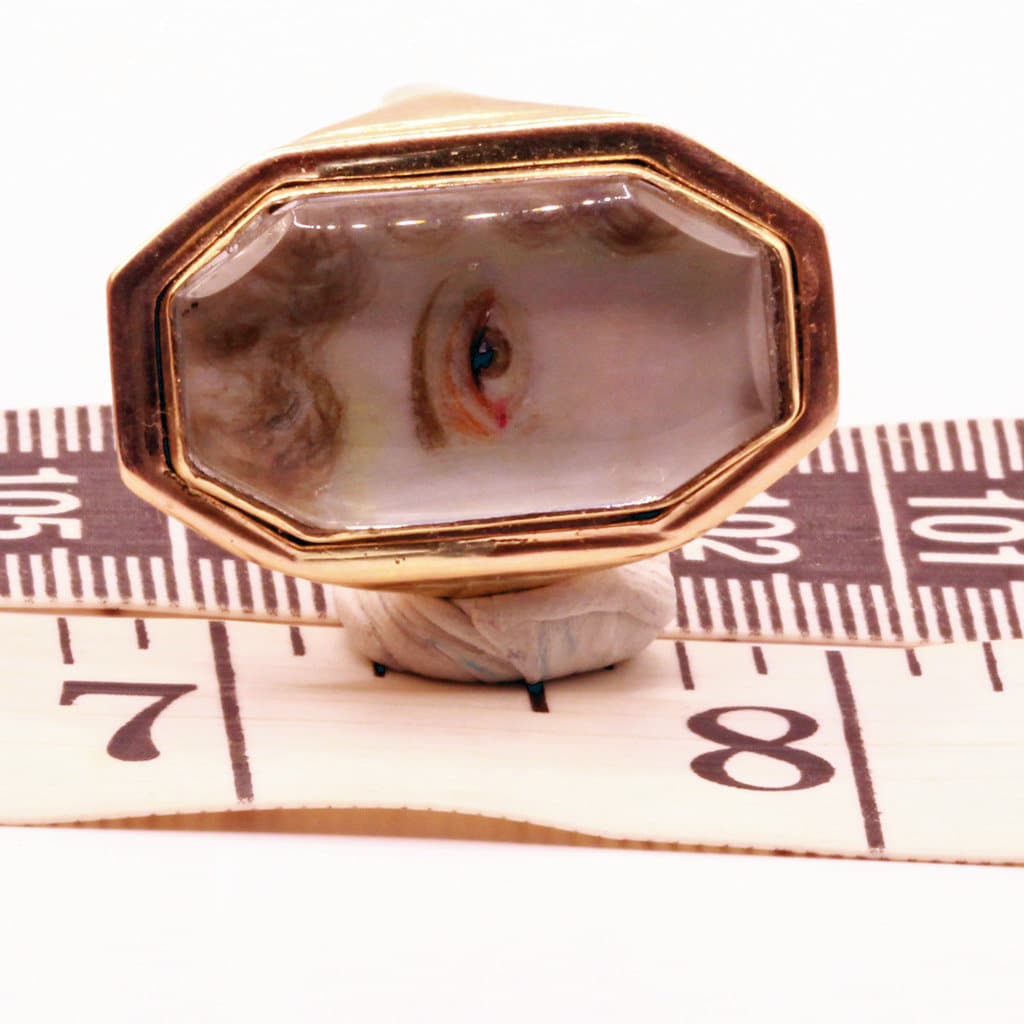 Antique Georgian Miniature Eye Ring 14k Gold miniature painting Unisex (7131)