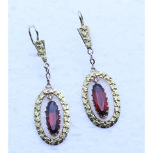 Antique French Victorian Earrings Dangles 18k Gold and Garnets Napoleon 3 (7186)