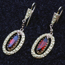 Antique French Victorian Earrings Dangles 18k Gold and Garnets Napoleon 3 (7186)