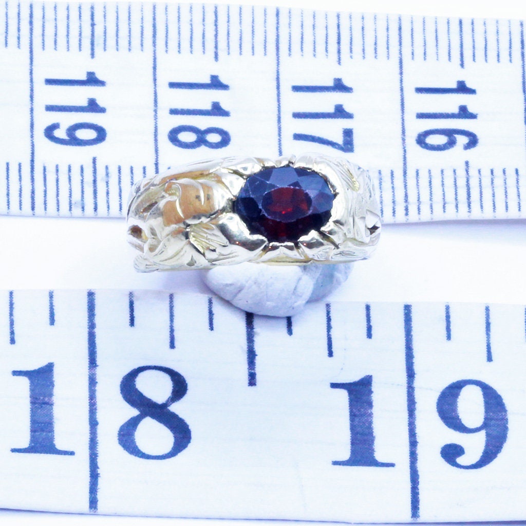 Henri Vever Signed Art Nouveau Ring 18k Gold Garnet Victorian French Unisex(7178)