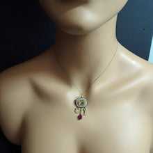 Antique Georgian Pendant Brooch Lock Key Heart Gold Topaz Pearls Garnet (7163)