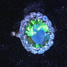 Antique ring Peridot Diamonds 14k Gold American Art Deco circa 1930 (7172)