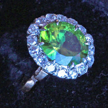 Antique ring Peridot Diamonds 14k Gold American Art Deco circa 1930 (7172)